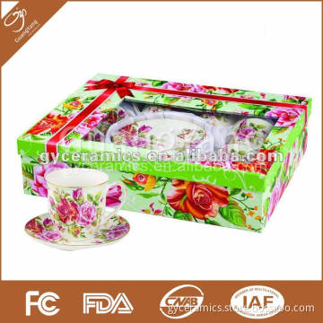 bone china 220cc cup and saucer in gift box with PVC